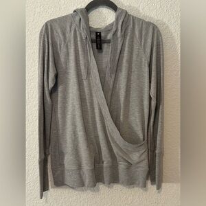 Yogalicious women's hooded, long-sleeve, crossover wrap-style top size M